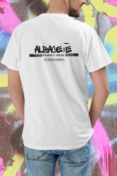 Camiseta Premium Blanca Insignia negra trasera y en manga